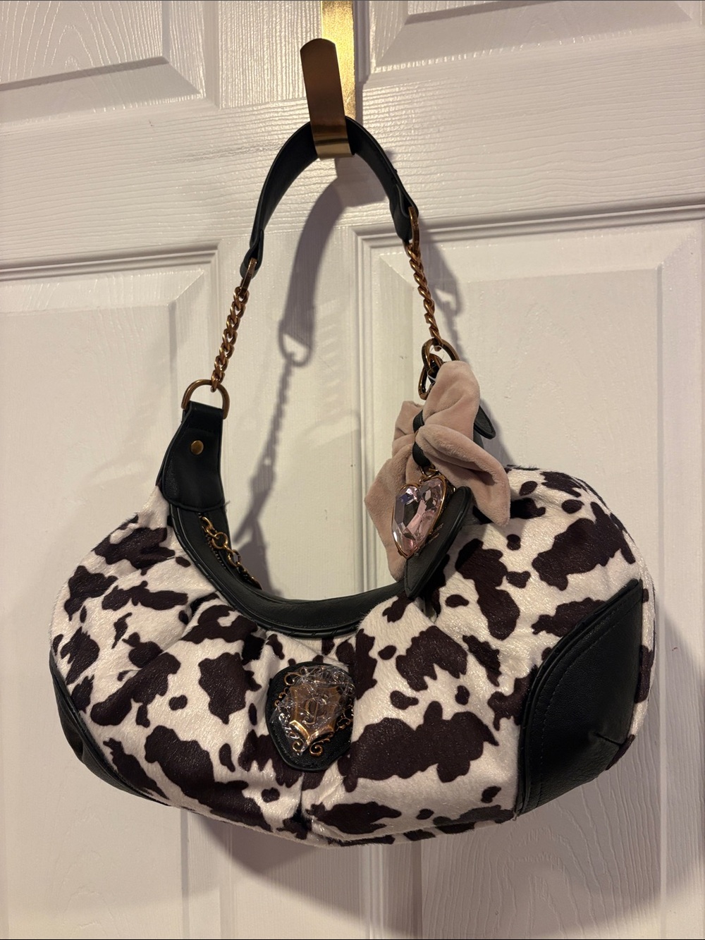 BNWT TIKTOK VIRAL JUICY COUTURE Cow Print Hobo Bag with Black Trim